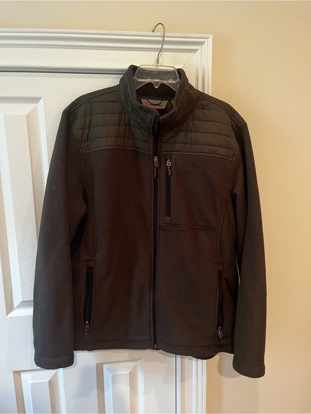 Men's Quilted Fleece Jacket - Dark Green